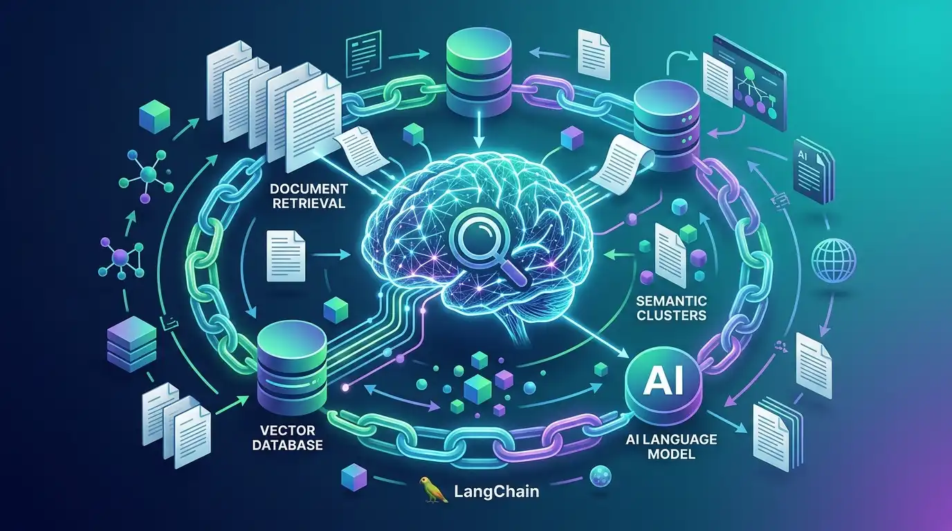 LangChain 기반 RAG 검색 증강 생성 아키텍처 일러스트