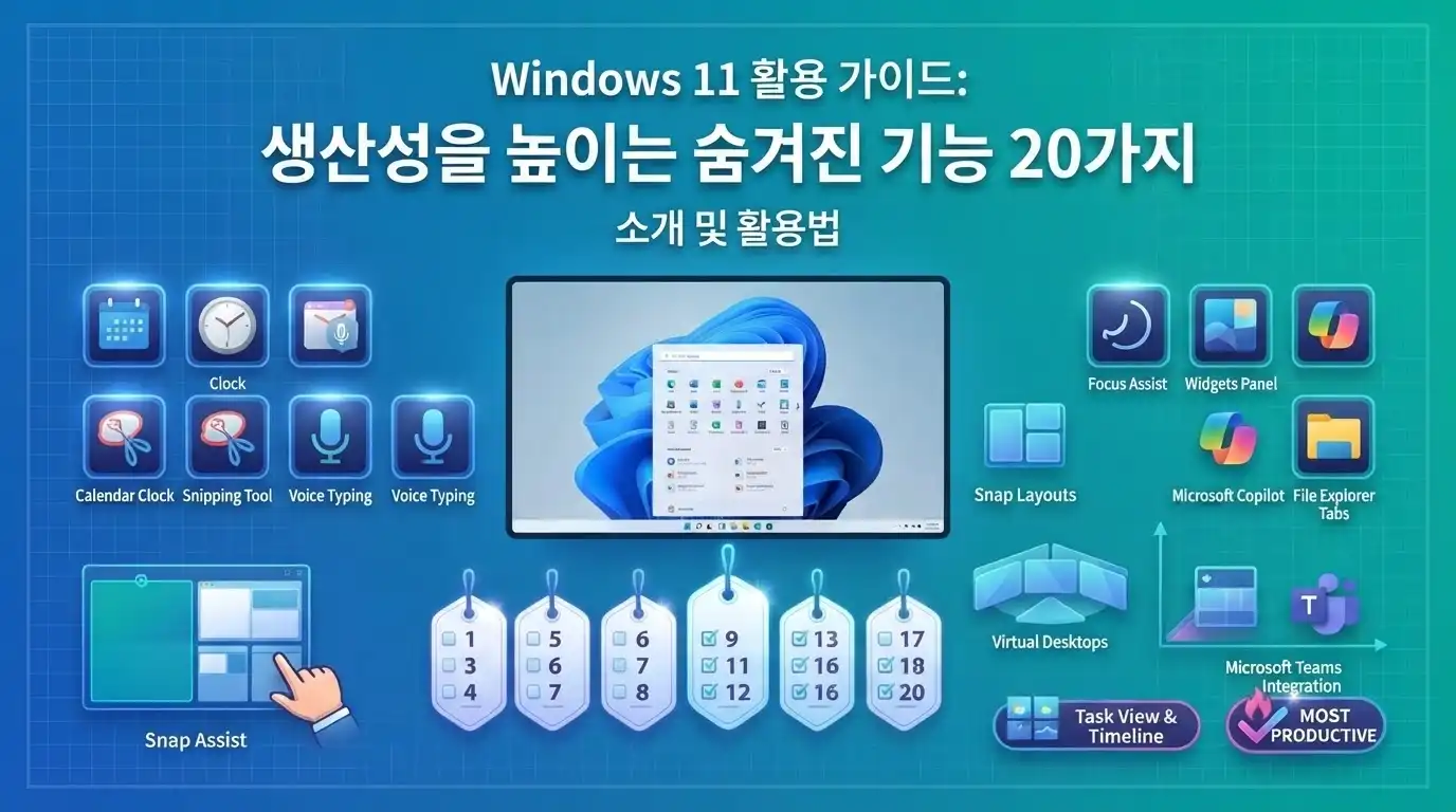 Windows 11 숨겨진 기능과 생산성 팁을 표현한 대표 이미지