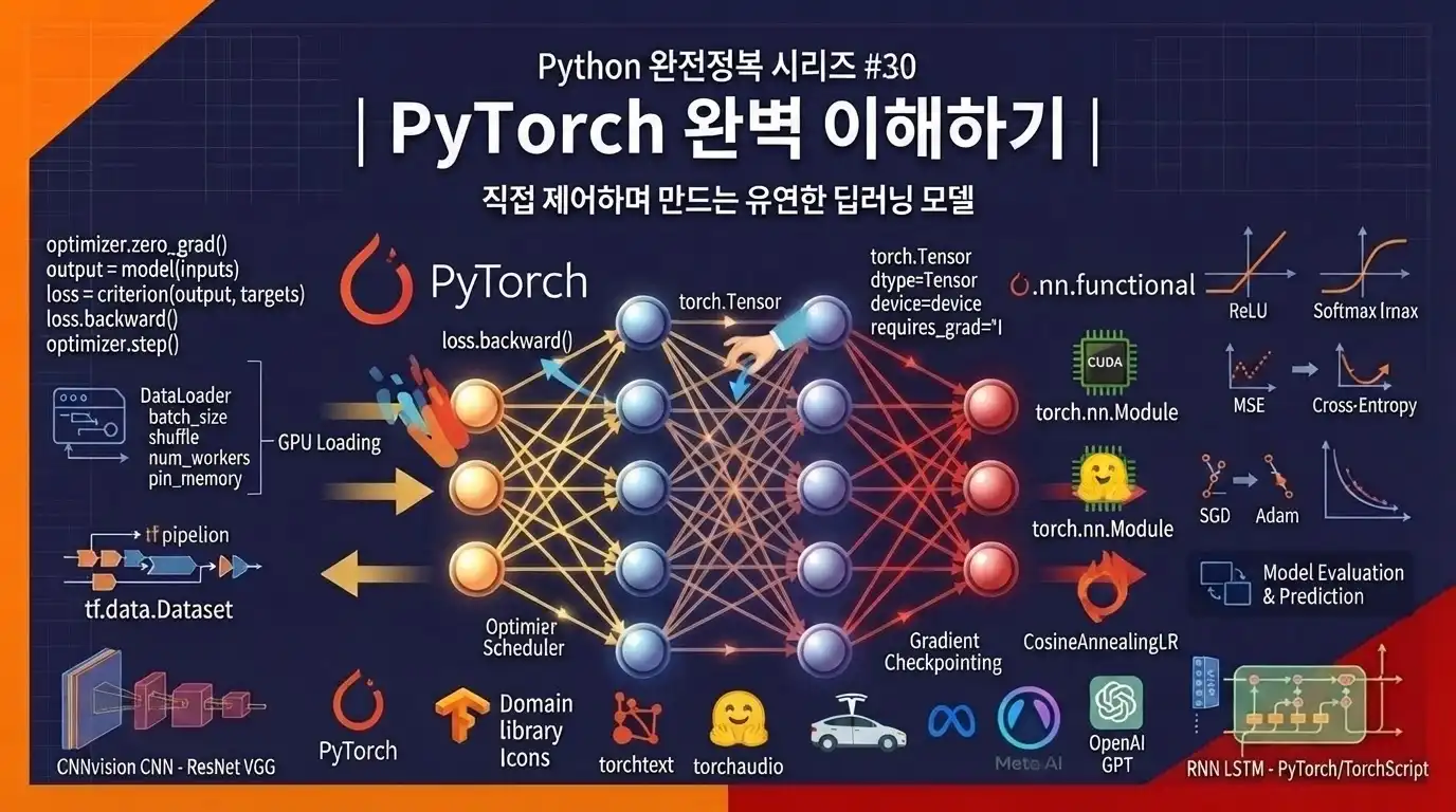Python PyTorch로 유연한 딥러닝 모델을 직접 구현하는 방법을 설명하는 대표 이미지