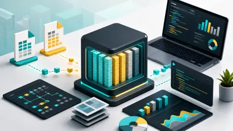 DuckDB 인프로세스 분석 데이터베이스, 컬럼 지향 저장, SQL 분석 워크플로우를 표현한 대표 이미지