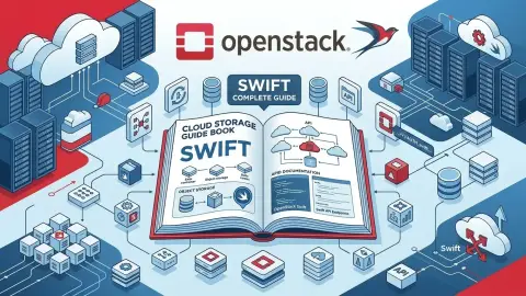 OpenStack Swift 객체 스토리지와 분산 스토리지 노드를 표현한 기술 일러스트
