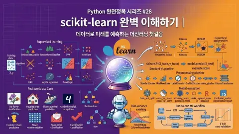 Python scikit-learn으로 머신러닝 예측 모델을 만드는 방법을 설명하는 대표 이미지