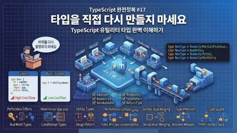 TypeScript 유틸리티 타입으로 기존 타입을 변환하고 재사용하는 방법을 설명하는 대표 이미지
