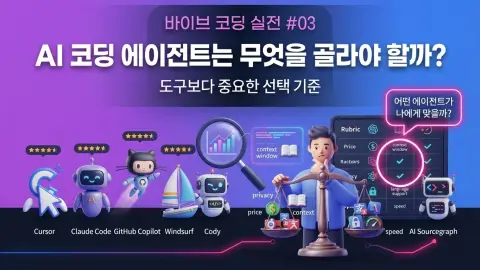 AI 코딩 에이전트를 선택할 때 프로젝트 이해력과 실행 능력을 비교하는 대표 이미지