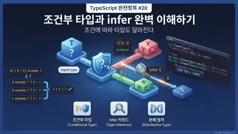 TypeScript 조건부 타입과 infer를 이용해 타입 관계에 따라 새로운 타입을 만드는 방법을 설명하는 대표 이미지